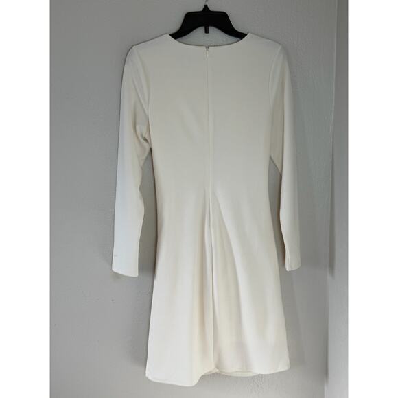 Women's Express Cream Stretch Embellished Button Shoulder  Sheath Dress Sz M - Picture 4 of 8